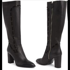 Sylven New York straps tall  leather upper/lining boot in black  size 11